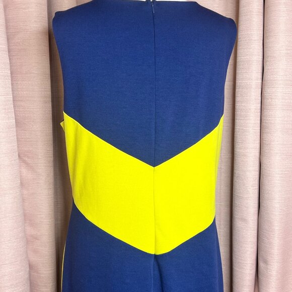 Ann Taylor Sleeveless Color block Sheath Dress Size 18 Blue Yellow White Career - Picture 7 of 14